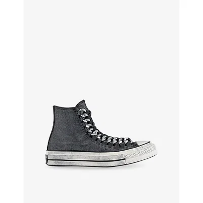Converse Womens All Star Hi 70 S Leather Trainers Black Egret Dark Matter In Gray