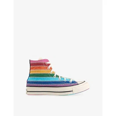 Converse Womens  All Star Hi 70 Rainbow Canvas High-top Trainers In Blue Multi Stripe Egret