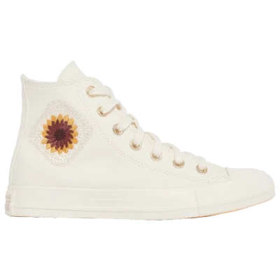 Converse Chuck Taylor All Star Sunflower Hi Top Sneakers In Egret/egret/light Gold