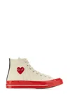 Converse X Comme Des Garçons Play Man Sneakers Off White Size 9.5 Textile Fibers In White