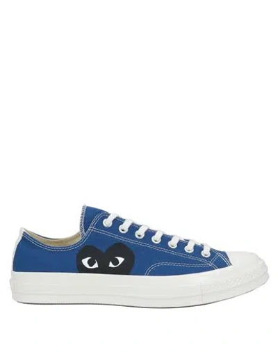Converse X Comme Des Garçons Play Man Sneakers Blue Size 8.5 Textile Fibers