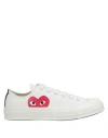 Converse X Comme Des Garçons Play Man Sneakers Ivory Size 8.5 Textile Fibers In White