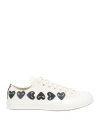 Converse X Comme Des Garçons Play Man Sneakers Ivory Size 12.5 Textile Fibers In White
