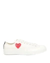 Converse X Comme Des Garçons Play Man Sneakers Ivory Size 8.5 Textile Fibers In White