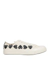 Converse X Comme Des Garçons Play Man Sneakers Ivory Size 9.5 Textile Fibers In White