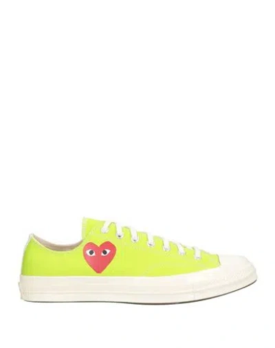Converse X Comme Des Garçons Play Man Sneakers Lime Green Size 9.5 Textile Fibers