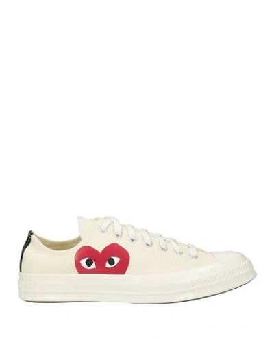 Converse X Comme Des Garçons Play Man Sneakers White Size 9.5 Textile Fibers In White
