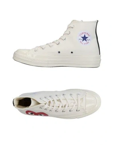 Converse X Comme Des Garçons Play Woman Sneakers Ivory Size 8 Cotton In White