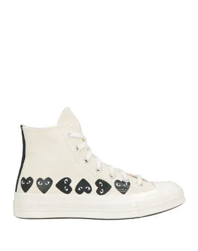 CONVERSE X COMME DES GARÇONS PLAY CONVERSE X COMME DES GARÇONS PLAY WOMAN SNEAKERS IVORY SIZE 8 TEXTILE FIBERS
