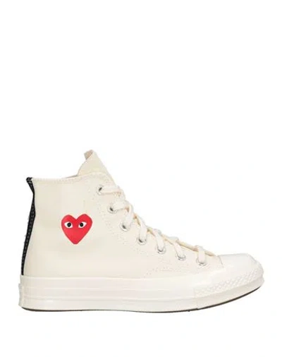 Converse X Comme Des Garçons Play Woman Sneakers Ivory Size 9.5 Textile Fibers