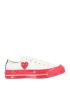 Converse X Comme Des Garçons Play Woman Sneakers Ivory Size 9.5 Textile Fibers In White