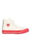Converse X Comme Des Garçons Play Woman Sneakers Off White Size 6.5 Textile Fibers In Off White