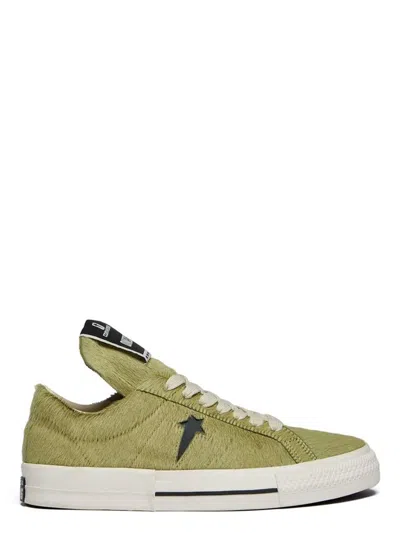 Converse X Drkshdw Ho25 One Star In Cow Leather With Fur In Green