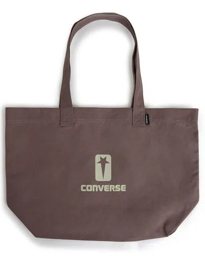 Converse X Drkshwd Logo Cotton Tote Bag In Brown