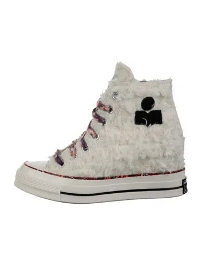 Pre-owned Converse X Isabel Marant Graphic Print Embroidered Accent Wedge Sneakers In Multi