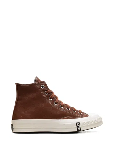 Converse X Kith Chuck 70 High Monogram Sneakers In Brown