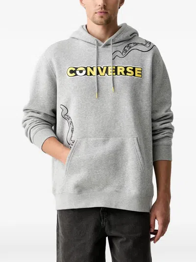 Converse X Minions Standard Fit Hoodie In Gray