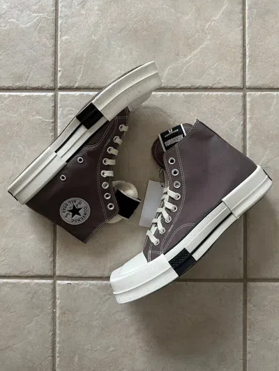 Pre-owned Converse X Rick Owens Drkshdw Turbodrk Hi - Dust/ivory - Size 8.5 Shoes In Iron Grey