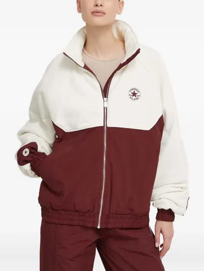 Converse Zip Colour-block Jacket In Red