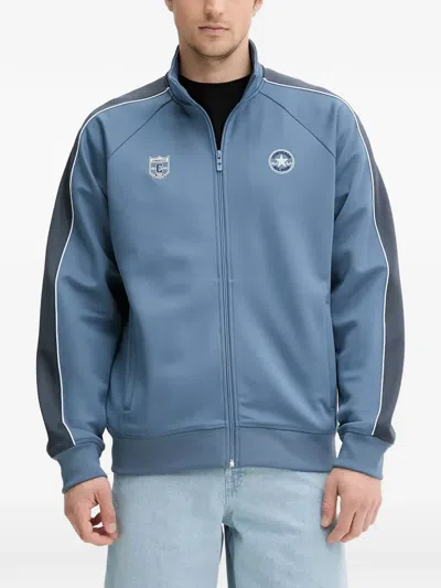 Converse Zip Contrast-panel Sweaters In Blue