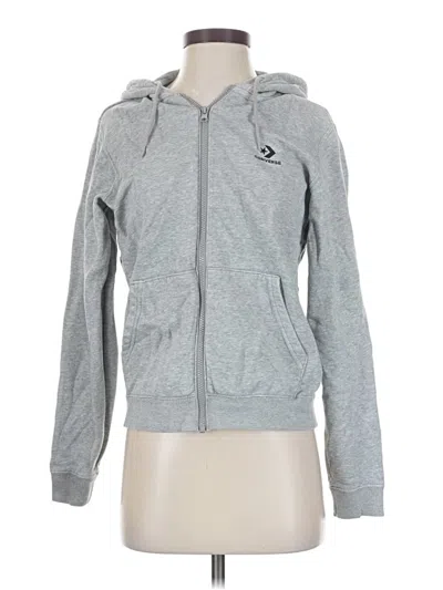 Pre-owned Converse Zip Up Hoodie In Gray
