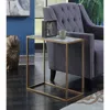 Convience Concept Gold Coast Faux Marble Chairside Table In Gold