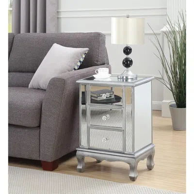 Convience Concept Gold Coast Vineyard 3 Drawer Mirrored End Table