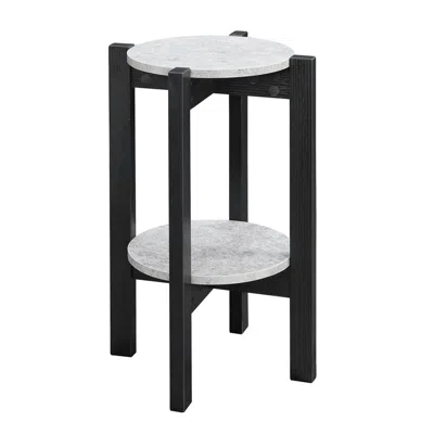 Convience Concept Newport Medium 2 Tier Plant Stand Faux Cement/black In Multi