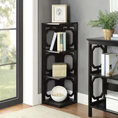 Convience Concept Omega 3 Tier Corner Bookcase, Black