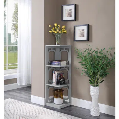 Convience Concept Omega 3 Tier Corner Bookcase, Gray