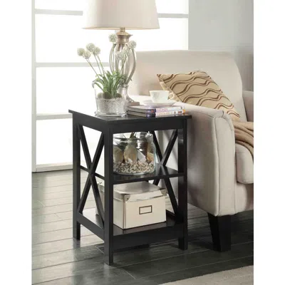 Convience Concept Oxford End Table With Shelves Black