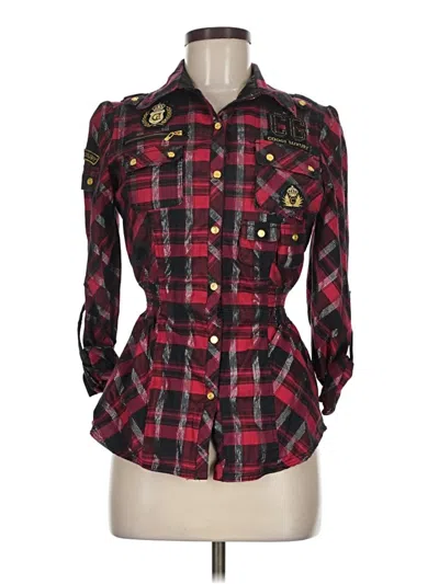Pre-owned Coogi 3/4 Sleeve Button Down Shirt In Burgundy