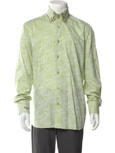 Pre-owned Coogi Floral Print Long Sleeve Shirt In Green