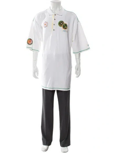 Pre-owned Coogi Graphic Print Collar Polo Shirt In White