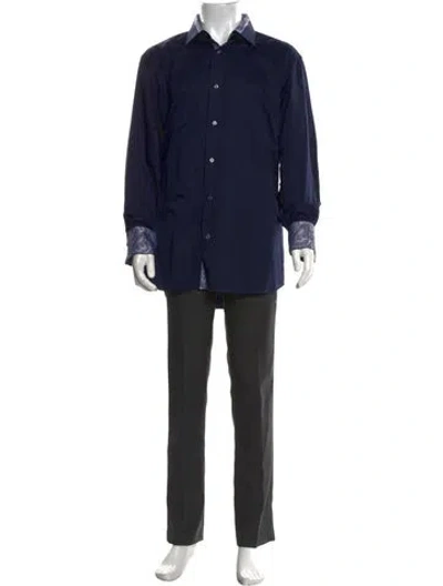 Pre-owned Coogi Paisley Print Long Sleeve Dress Shirt In Blue