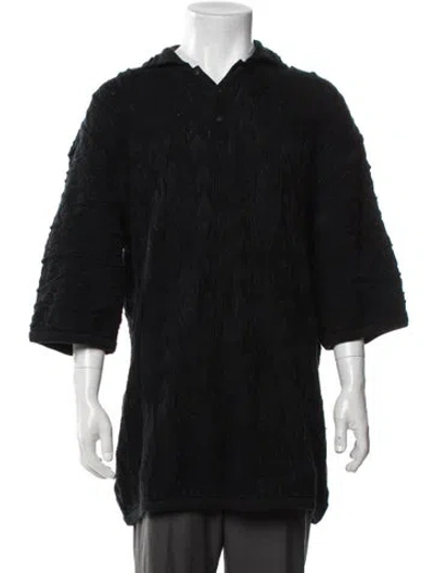 Pre-owned Coogi Patterned Collar Polo Sweater In Black