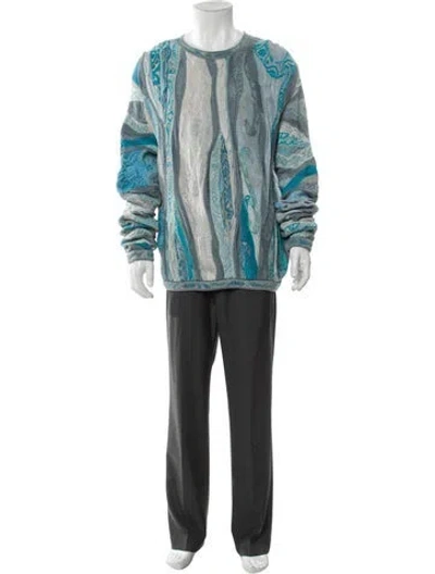 Pre-owned Coogi Patterned Crew Neck Pullover In Blue