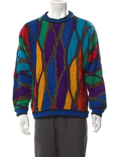 Pre-owned Coogi Patterned Crew Neck Pullover In Blue