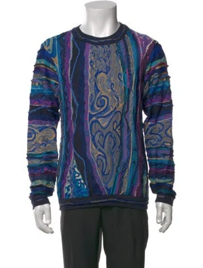 Pre-owned Coogi Patterned Crew Neck Pullover In Blue