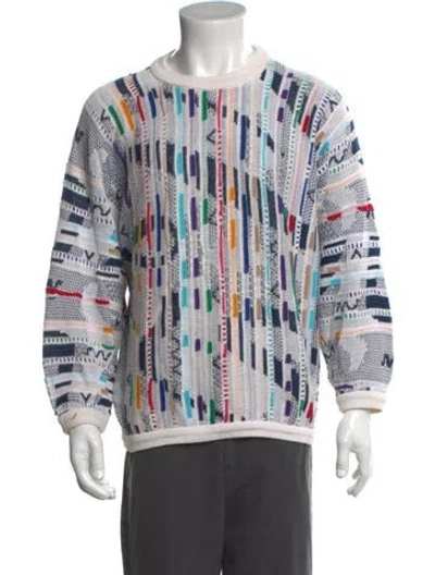 Pre-owned Coogi Patterned Crew Neck Pullover In White