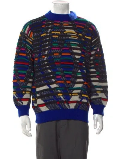 Pre-owned Coogi Patterned Mock Neck Pullover In Blue