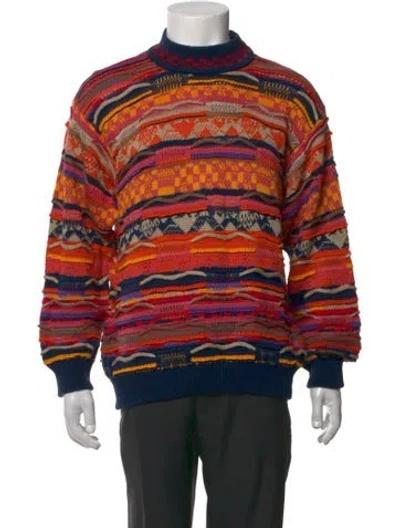 Pre-owned Coogi Patterned Mock Neck Pullover In Multicolor