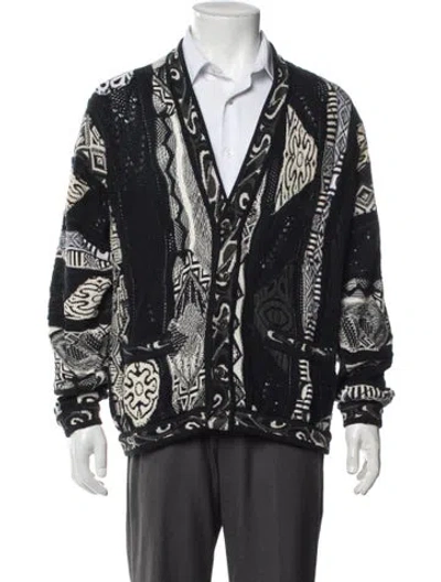 Pre-owned Coogi Patterned V-neck Cardigan In Blue