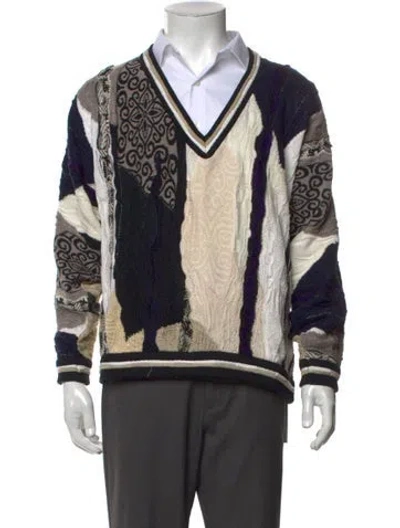 Pre-owned Coogi Patterned V-neck Pullover In Black