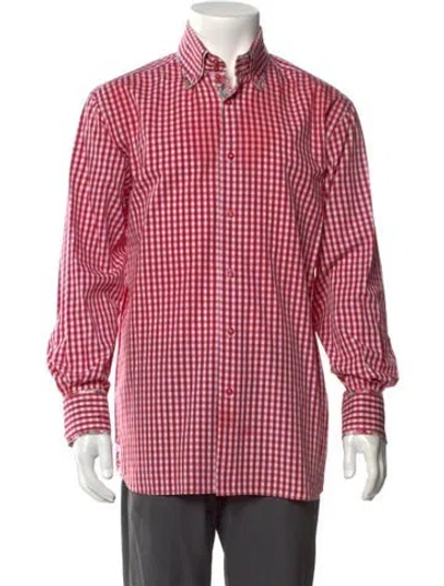 Pre-owned Coogi Plaid Print Long Sleeve Shirt In Red