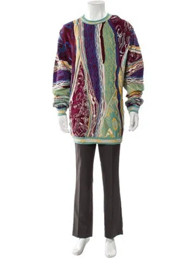 Pre-owned Coogi Printed Crew Neck Cardigan In Green