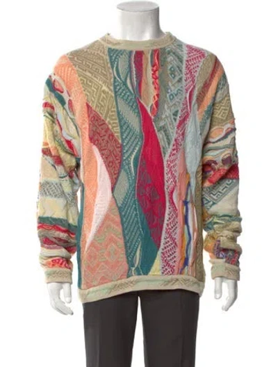 Pre-owned Coogi Printed Crew Neck Pullover In Green