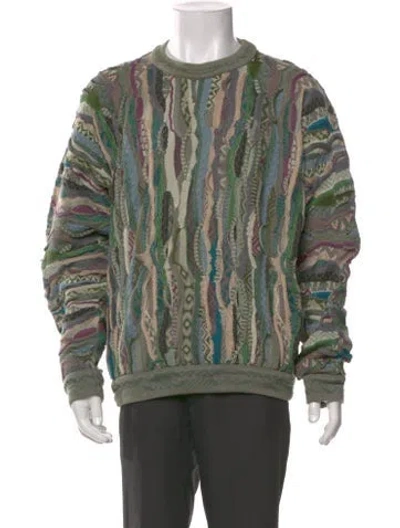 Pre-owned Coogi Printed Crew Neck Pullover In Green