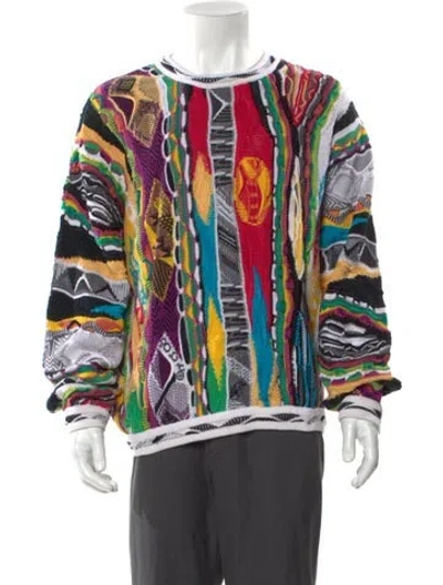 Pre-owned Coogi Printed Scoop Neck Pullover In White