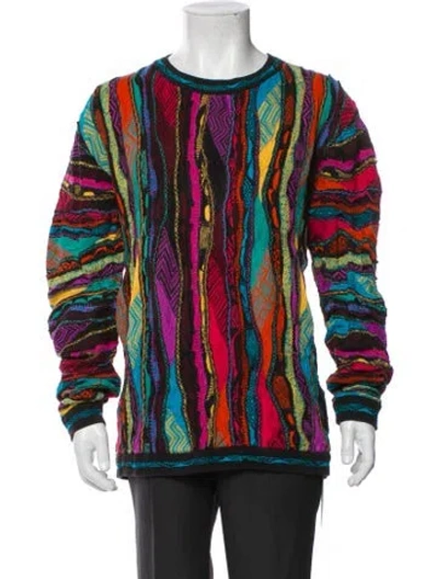 Pre-owned Coogi Striped Crew Neck Sweatshirt In Green